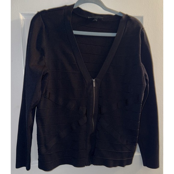 Lane Bryant Black Zip Front Casual Top Long Sleeve Stretch Knit Size 18/20 - Picture 2 of 6